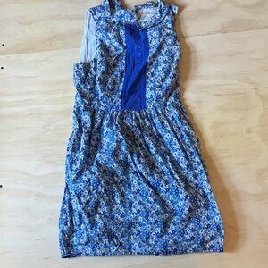 Floral Liberty London cotton print Blue Sleeveless Dress small pockets Jack Will